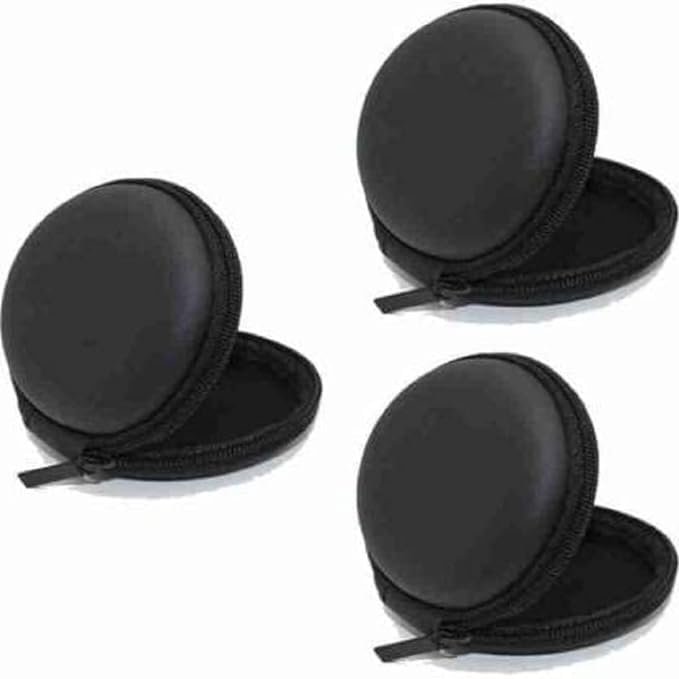 EDNITA Earphone Pouch Case Cover Carrying Storage Case for Headphone |Headset | Pen Drives | SD Cards & All Mobile Accessories - Black - Pack of - 3