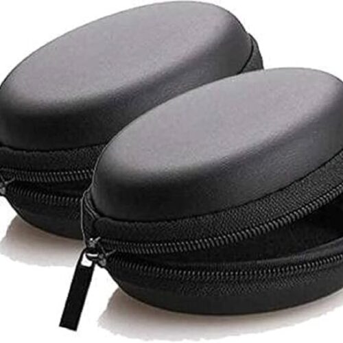 EDNITA Earphone Pouch Case Cover Carrying Storage Case for Headphone |Headset | Pen Drives | SD Cards & All Mobile Accessories - Black - Pack of - 2