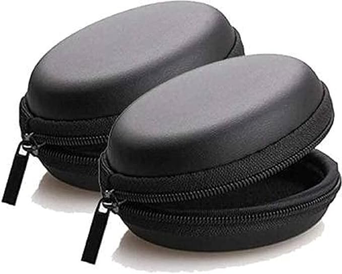 EDNITA Earphone Pouch Case Cover Carrying Storage Case for Headphone |Headset | Pen Drives | SD Cards & All Mobile Accessories - Black - Pack of - 2