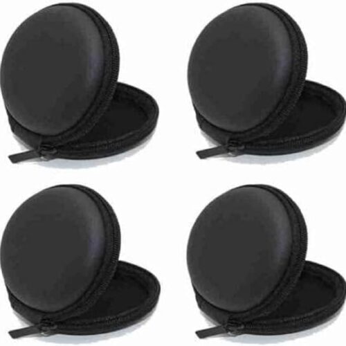 EDNITA Earphone Pouch Case Cover Carrying Storage Case for Headphone |Headset | Pen Drives | SD Cards & All Mobile Accessories - Black - Pack of - 4