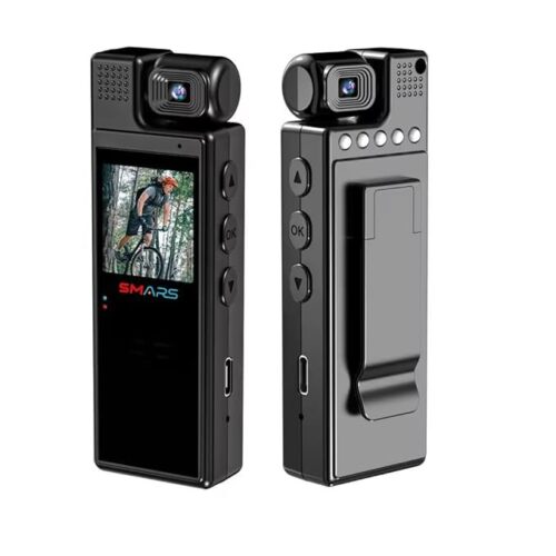 smars Pocket Body Camera with Audio and Video Recording, 1080P Full HD, 180° Flip Lens, Night Vision