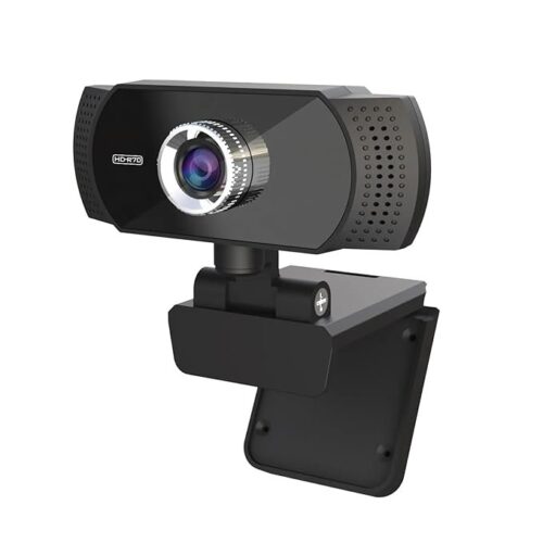 TECHNOVIEW Full HD Web Camera for Computer, Laptop, 1080p 60 FPS Webcam with Built-in Mics, Manual Focus, 2.1 Megapixel CMOS Camera, Ultra Lens, 360� Rotation, Flexible Mount (Black)