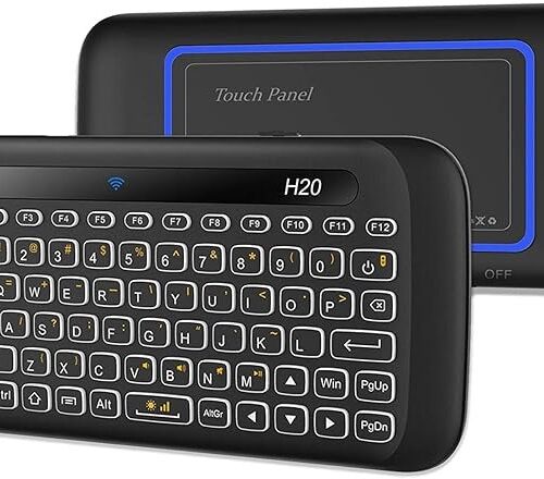 Mini Wireless Keyboard,H20 Mini Keyboard with Touchpad, Colorful Backlit Small Wireless Keyboard,Full Size Touchpad, Handheld IR Remote Keyboard for Android TV Box Windows etc (EPL-600KM)