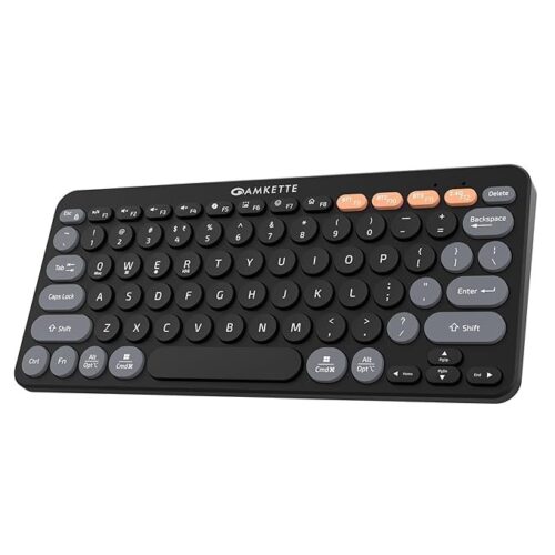 Amkette New and Improved Optimus BT 4 in 1 Multi Device Wireless Keyboard/Bluetooth Keyboard | One Click Device Switching and AI Access for Windows, MacOs, Android and iOS, Dual OS Layout (Black)