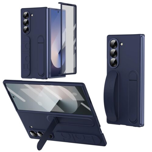 XIMAND Polycarbonate, Tempered Glass For Samsung Galaxy Z Fold 7 Protect Case With Wristband Stand,Bulit-In Screen & Lens Protection Shockproof Full Body Drop Fall Protection.(Blue)  Amazon.in: Electronics