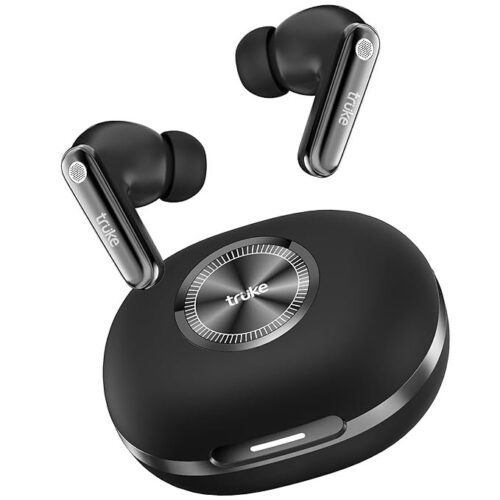 truke New Launch Mega 10 True Wireless in Ear Earbuds W/ 24-Bit Lossless Spatial Audio, 70H Battery Fast Charge Buds, Dual Pairing, 13mm Drivers TWS, Low Latency(40ms), Matte Finish, ENC (Jet Black)
