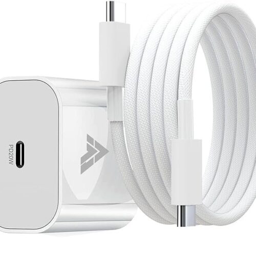 Dr Vaku® 20W Fast Charger Adapter for iPhone 17/17 Air/17 Pro/17 Pro Max, 16/16 Plus/16 Pro/16 Pro Max, 15/15 Plus/15Pro/15 Pro Max & Other Type C Devices with 1 Meter USB C to Type C Data Cable