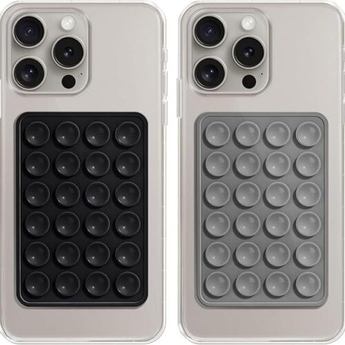 INEFABLE Suction Phone Case, Phone Suction Sticker, Silicone Suction Phone Case for Hands-Free Mobile Accessory Holder Grip, Video Phone Accessory (Black,Dark Grey - Pack of 2)