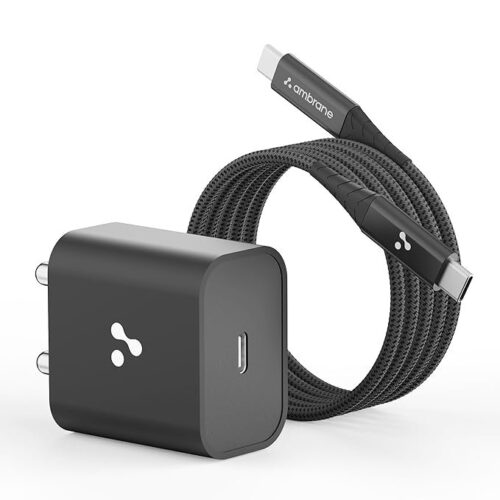 Ambrane 20W Type C Mobile Charger Adapter, Fast Charging for Android, iPhone 16/15/14/13/12/11/X (Pro,/Plus/Max Series), Samsung, Google Pixel & Oppo,Vivo Other Type C Enabled Devices, (M20,Black)